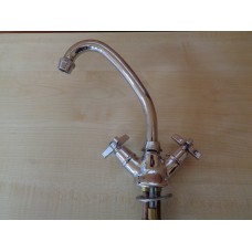 Taps Swivel Mixer Tap Chrome on brass Dual valve crosshead handles 15mm Kitchen Static Mobile Home SC165G